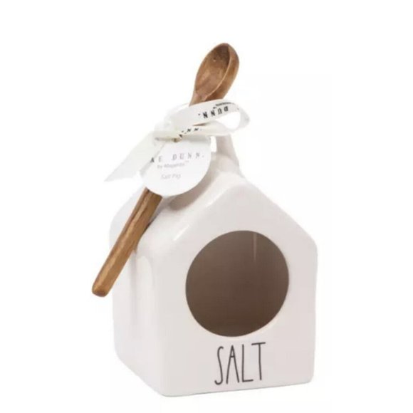 New Rae Dunn by Magenta SALT Pig Mini Birdhouse With Wooden Spoon - Picture 1 of 3